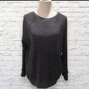 Torrid Black Grey Crew Neck Long Sleeve Top with cuffed hem Size 0